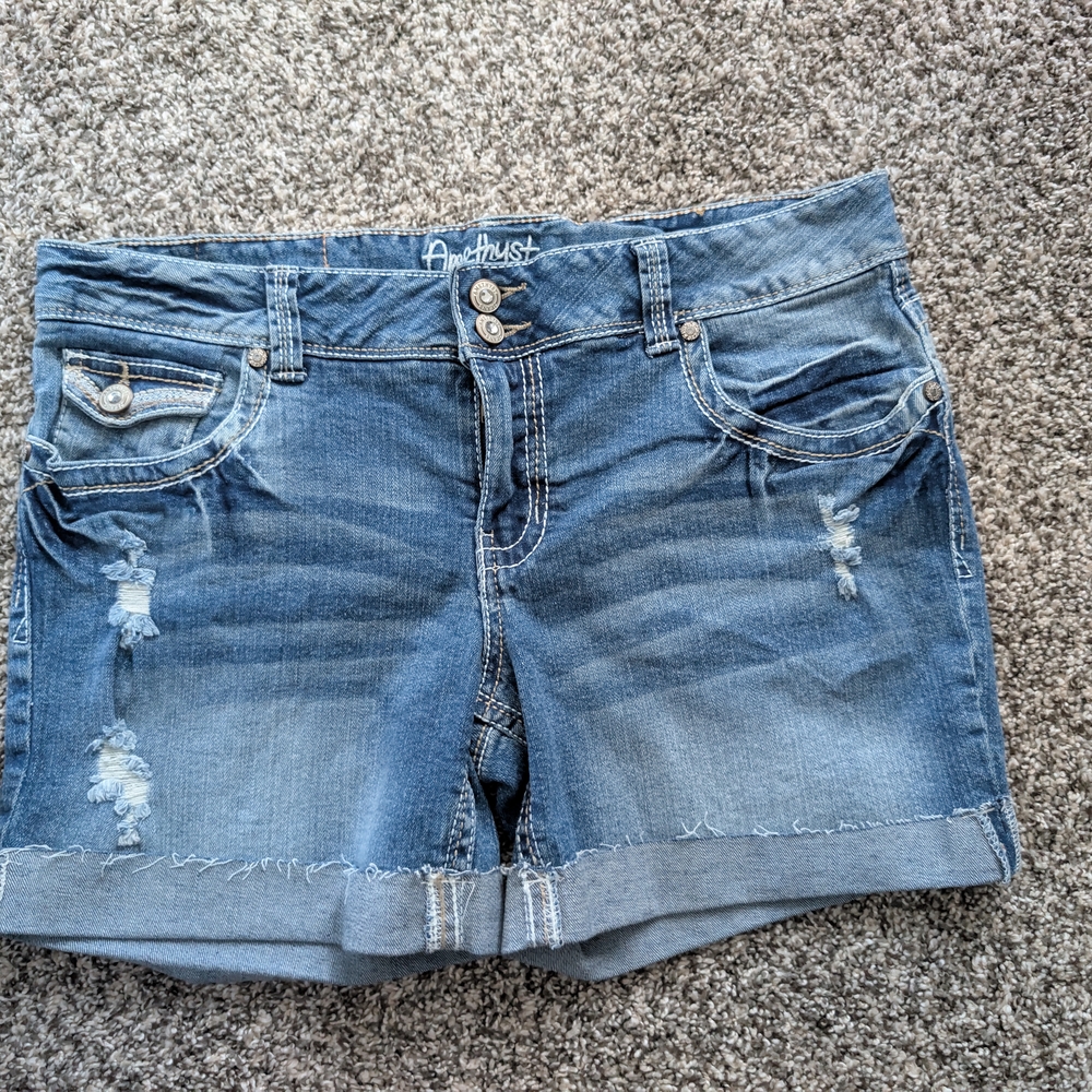 Amethyst Jeans Distressed Blue Jean Shorts